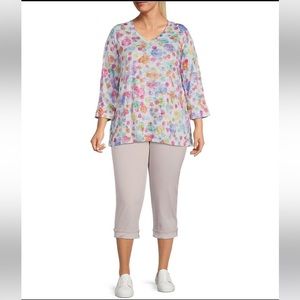 NWT NYDJ Marilyn Cool Embrace® Denim Straight Leg Cuffed Cropped Jeans 14W